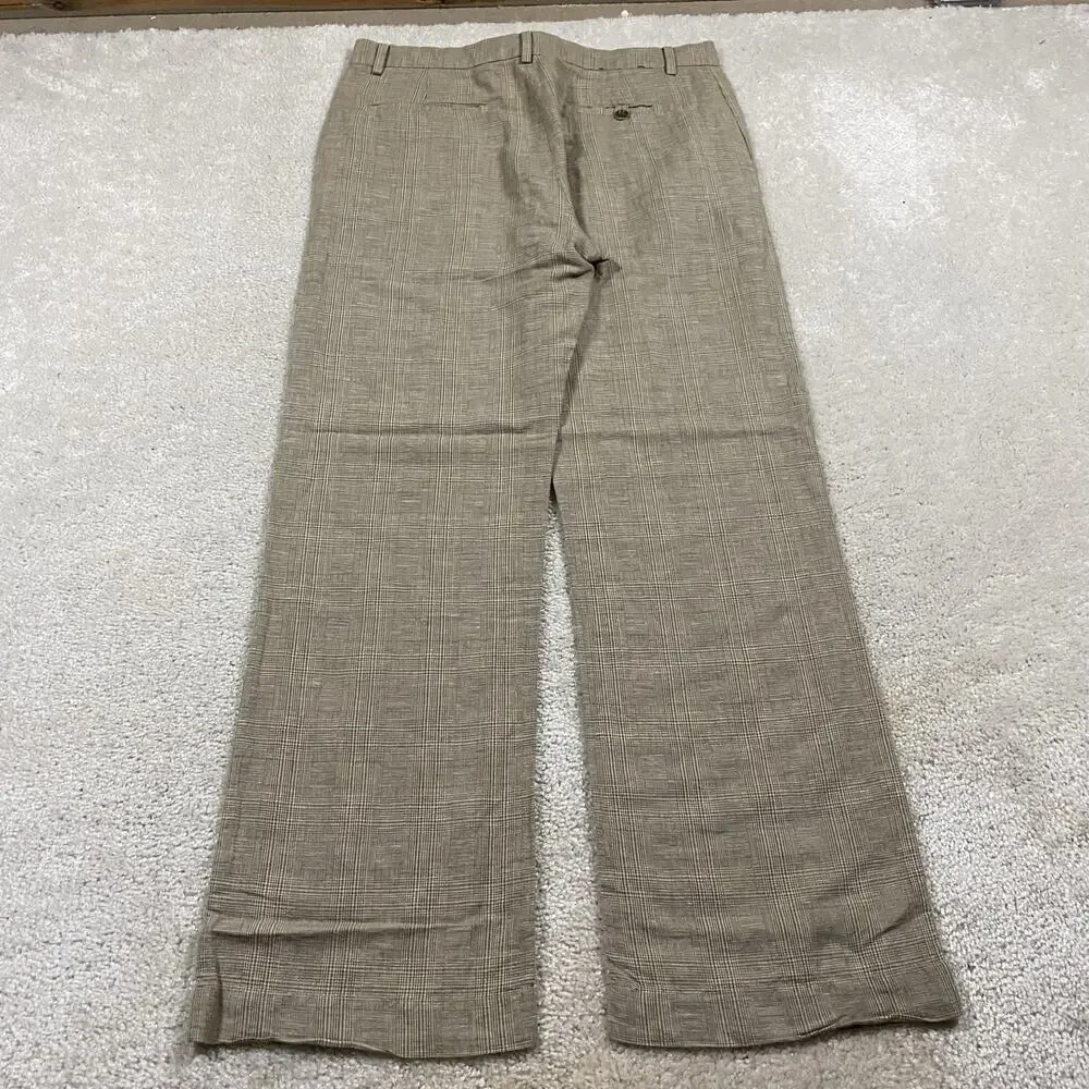 Banana Republic Pants Mens 34x32* Brown Linen Plaid Summer Trousers Glen Check
